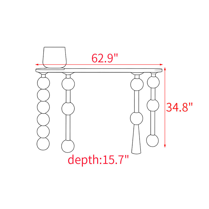 Puig, H 33,8 po x l 62,9 po x P 15,7 po