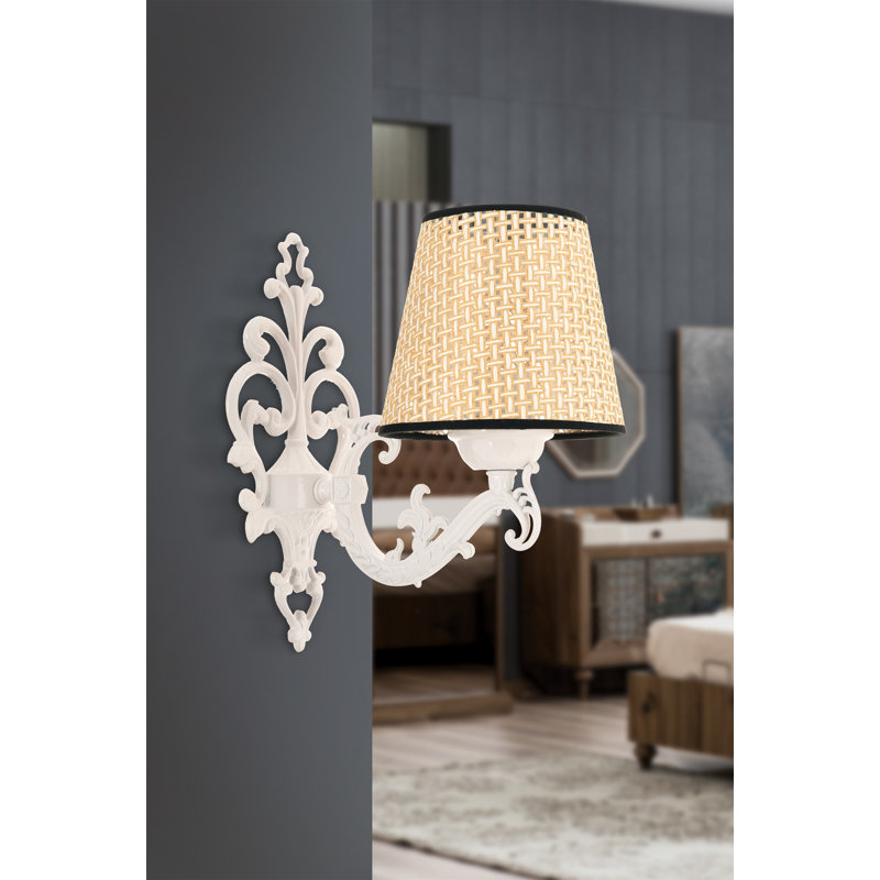 Elegant Wall Lamp with Metal Body, Natural & White Finish | Dimensions: 9.8 x 5.9 x 10.6 Inches | E27 Socket, Max 40W (Bulb Not Included) | IP20 Rated | Perfect for Living Room, Bedroom, & Hallway Decor