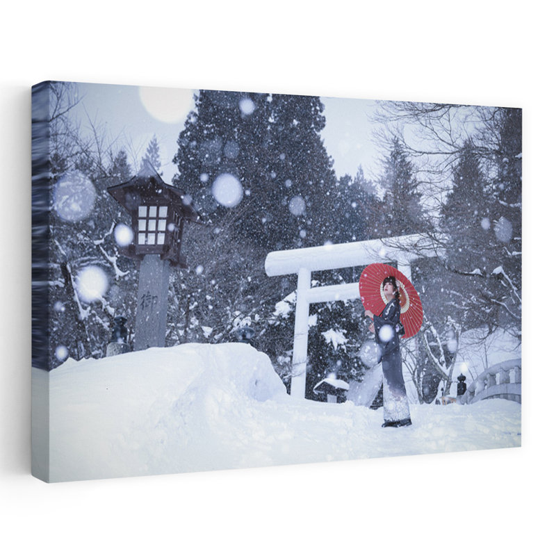 Winter Shrine In Japan Contemporary Wall Art Print by Tsutomu Sakamoto - Wrapped Canvas Print, 101.6cm H x 152.4cm W