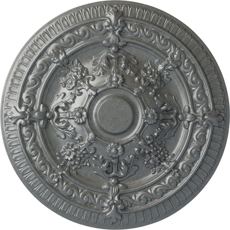Endurathane Vincent Ceiling Medallion, 26"OD x 3"P (Fits Canopies up to 6"), Hand-Painted Platinum Finish, Platinum