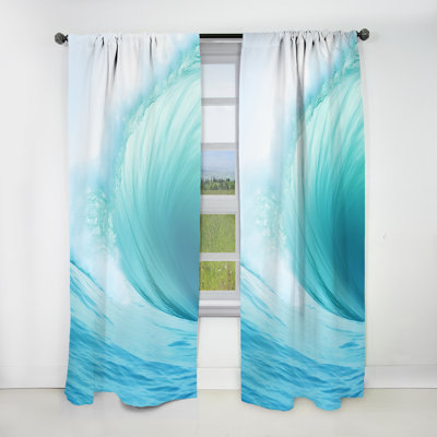 Turquoise Wondrous Wave Spiral I - Rideau en spirale - Rideau abstrait obscurcissant - 1 panneau