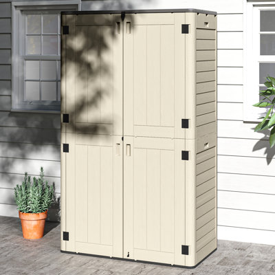 4 ft.W X 6.75 ft.H Vertical Resin Outdoor Storage Shed with Shelves