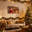 Ensemble de 3 reproductions d'art sur toile, "Christmas Santa jouant de la harpe par le foyer"-1000099971
