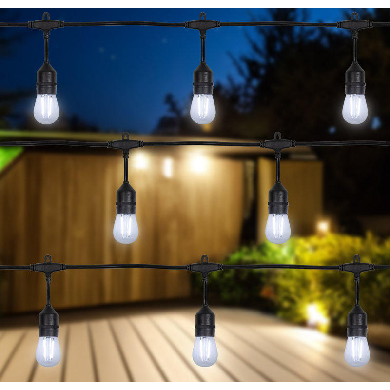 Guirlande lumineuse DEL pour patio S14 - transparent - fil noir 19,25 pi - 20 carats