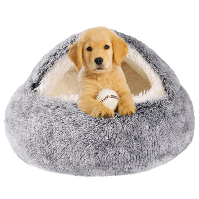 Lit pour chien pour petits chiens, grotte pour lit pour chat, lit pour chat mignon lavable, lit pour animal de compagnie Cozy Nook pour chien ou chat, lit pour chiot antidérapant pouvant accueillir jusqu'à 22 lb d'animaux de compagnie, gris