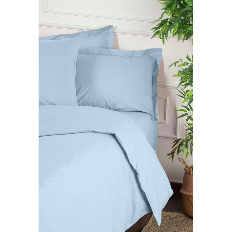 Ensemble de housse de couette Ranforce, Twin Duvet Cover + 1 Pillowcase, Bleu clair
