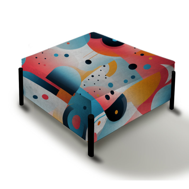 Poupart rose et bleu à motifs tendance - Grand repose-pieds carré géométrique