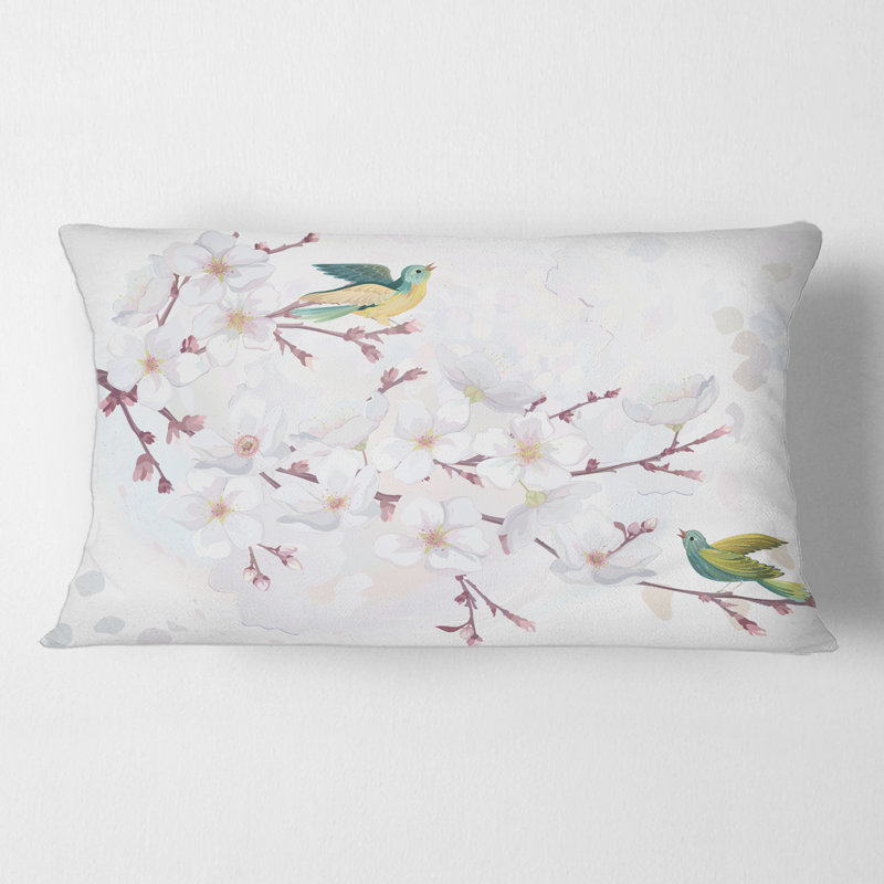 Housse et insert de coussin rectangulaire Blossoming Cherry Tree