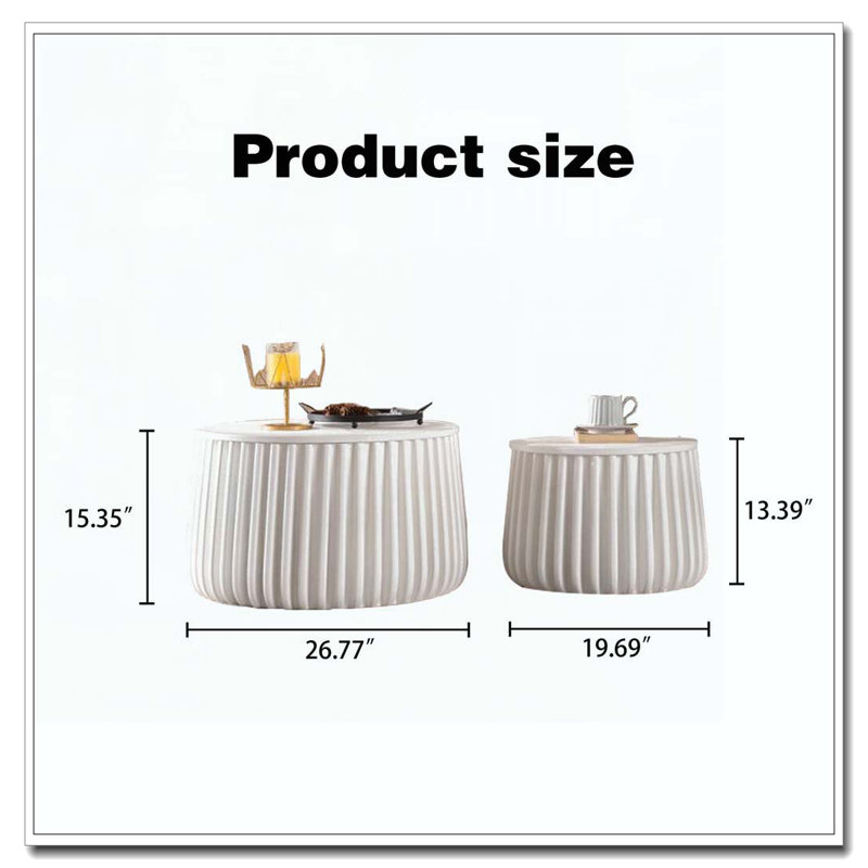 Ensemble de tables de rangement rondes blanches