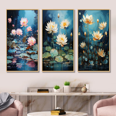 Ensemble de salle de séjour sur toile Lotus