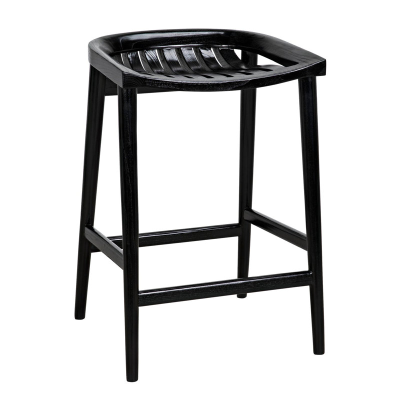 Ronald Charcoal Black 25.5'' Solid Wood Counter Stool