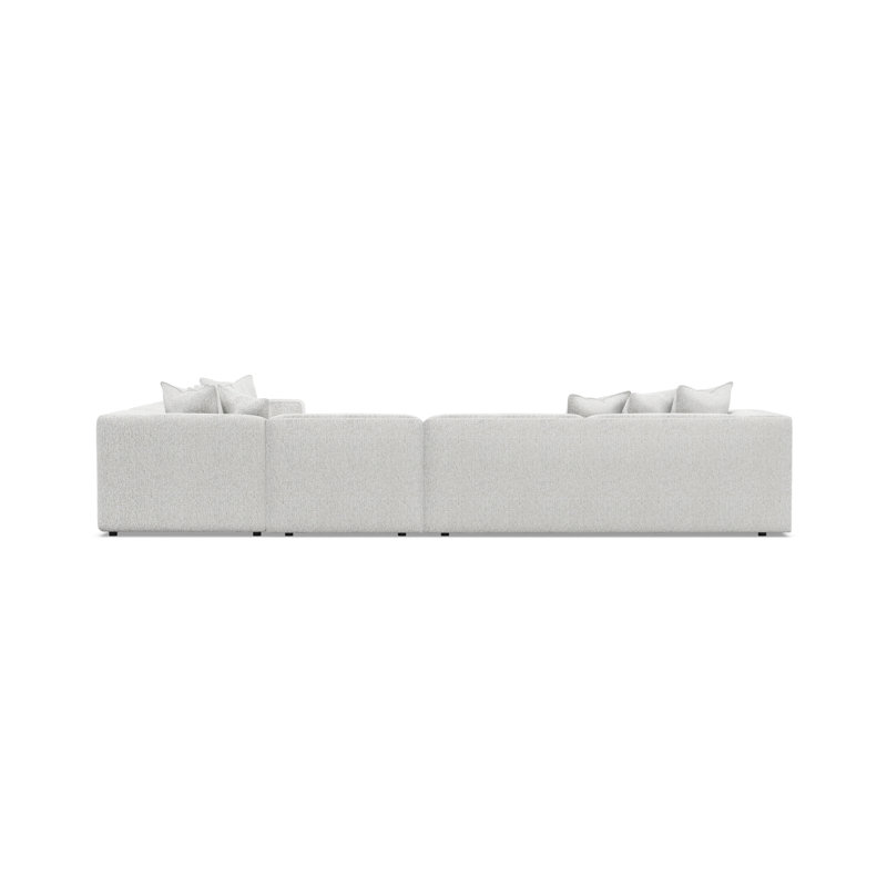Bliss Sectional, White Polyester, 28" H x 160.5" W x 123.5" D