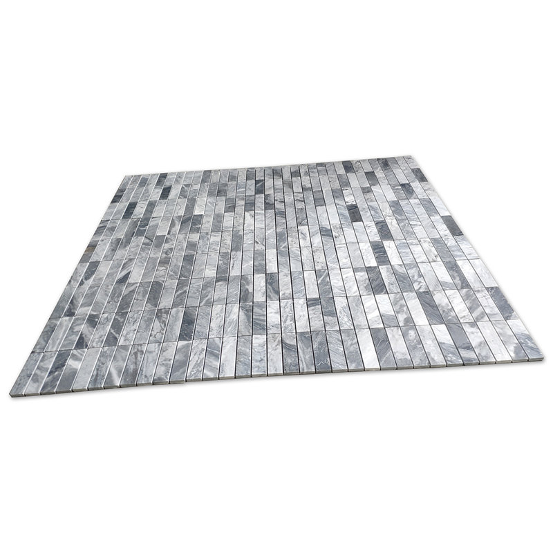 12 in. x 12 in. Grid Marble Tile, Dark Gray