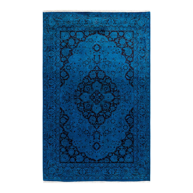 Tapis unique bleu 4 pi 7 po x 7 pi 1 po Yadian