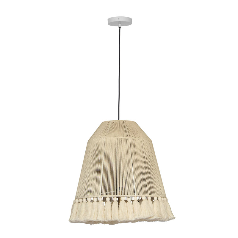 Grande lampe à suspendre en coton Helen, L 14 po x P 14 po