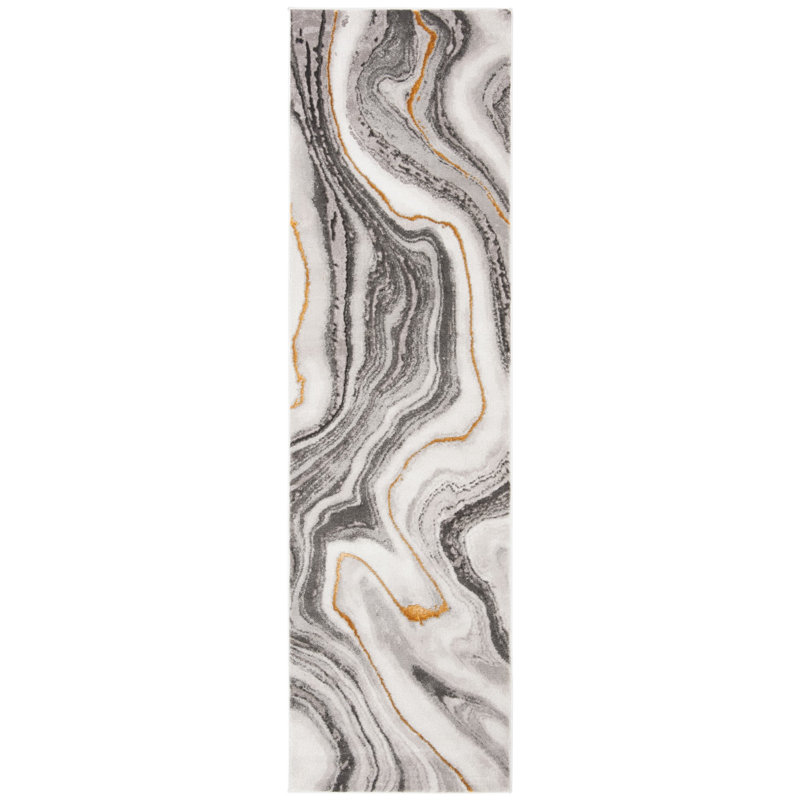 Swindle Abstract Gray/Gold Area Rug, Runner 2'3" x 6'