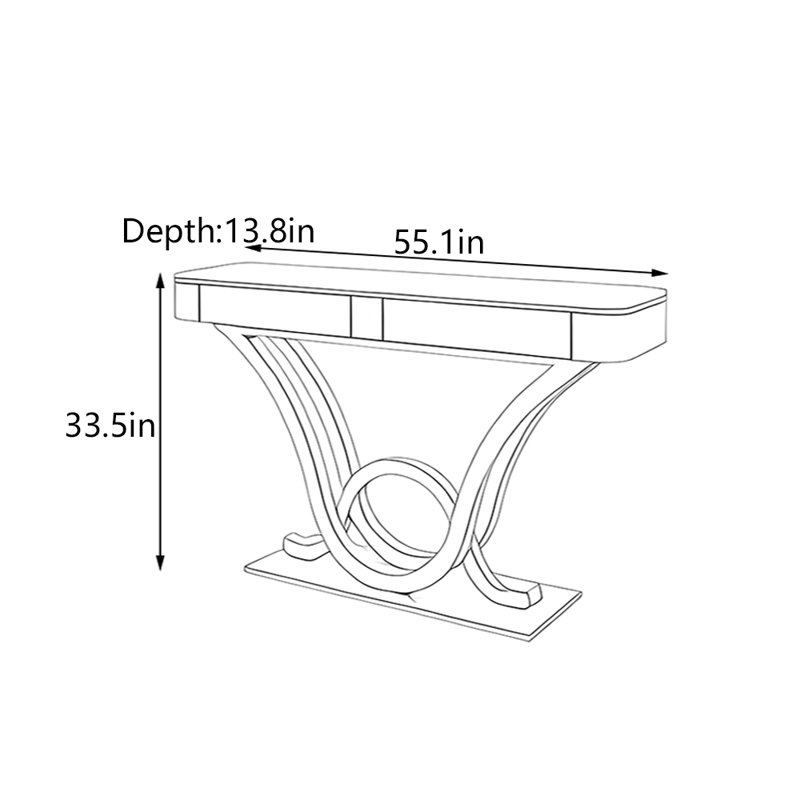 Italian  Luxury  Console Table, 33.5" H x 55.1" W x 13.8" D, Gold