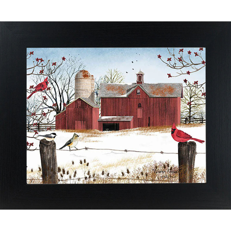Hiver amis cardinal ferme grange scintillante décor Billy Jacobs