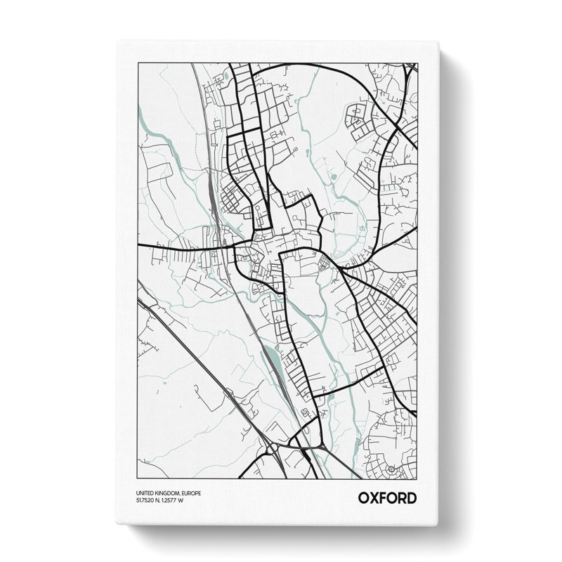 Map Oxford UK - Wrapped Canvas, 76cm H x 50cm W x 3cm D