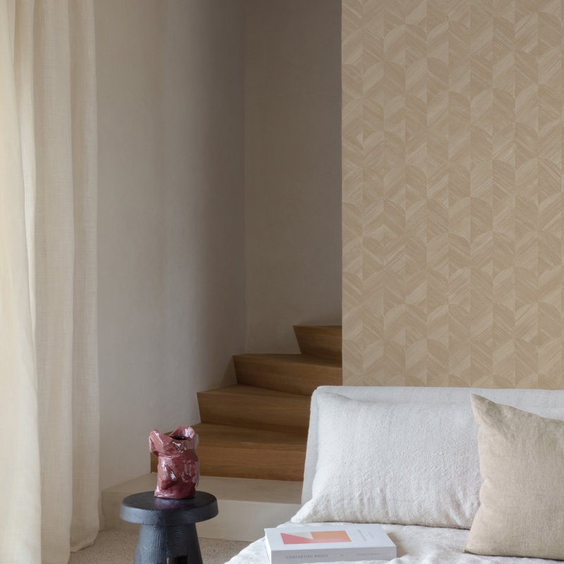 Surfaces Collection Geometric Prism Wallpaper Roll, Grey