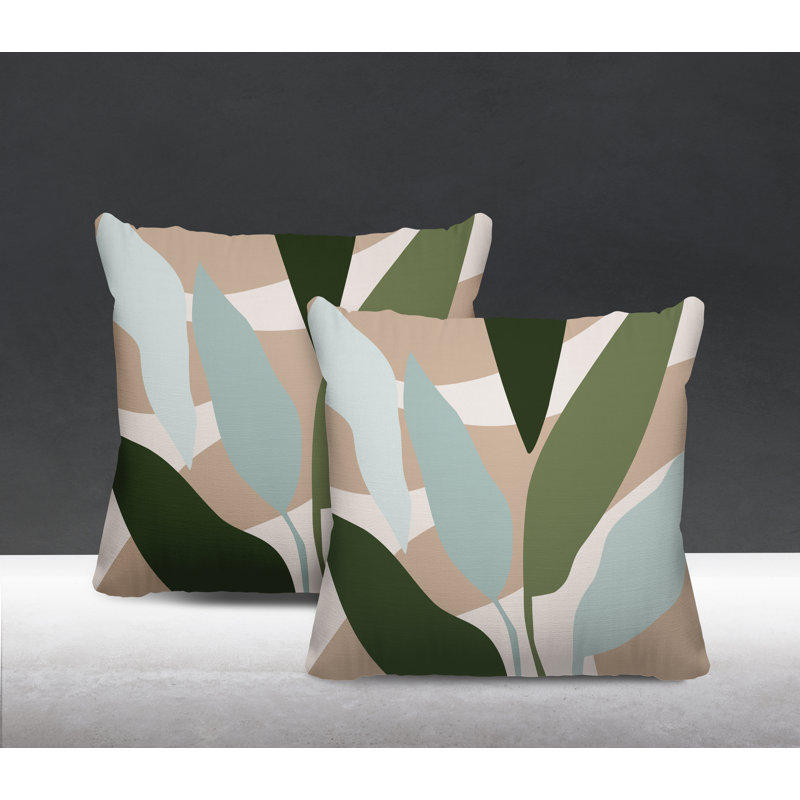 Jeté carré en polyester / mélange de polyester intérieur / extérieur, L 15 po x H 15 po, Gris / Beige