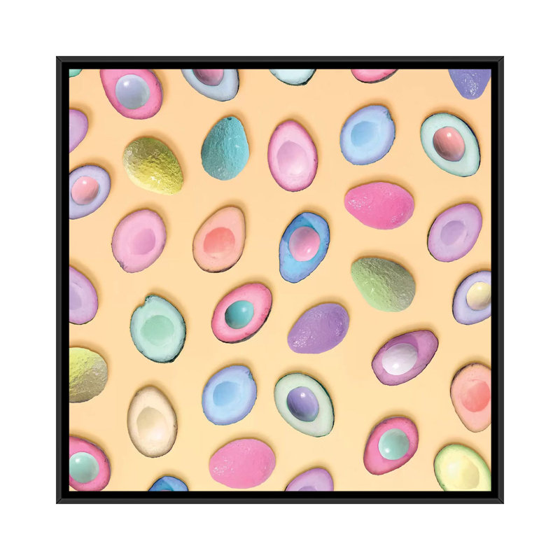 Pastel Avocados par Erin Summer - impression d'art graphique, H 26 po x l 26 po x P 1,5 po, Toile avec cadre noir