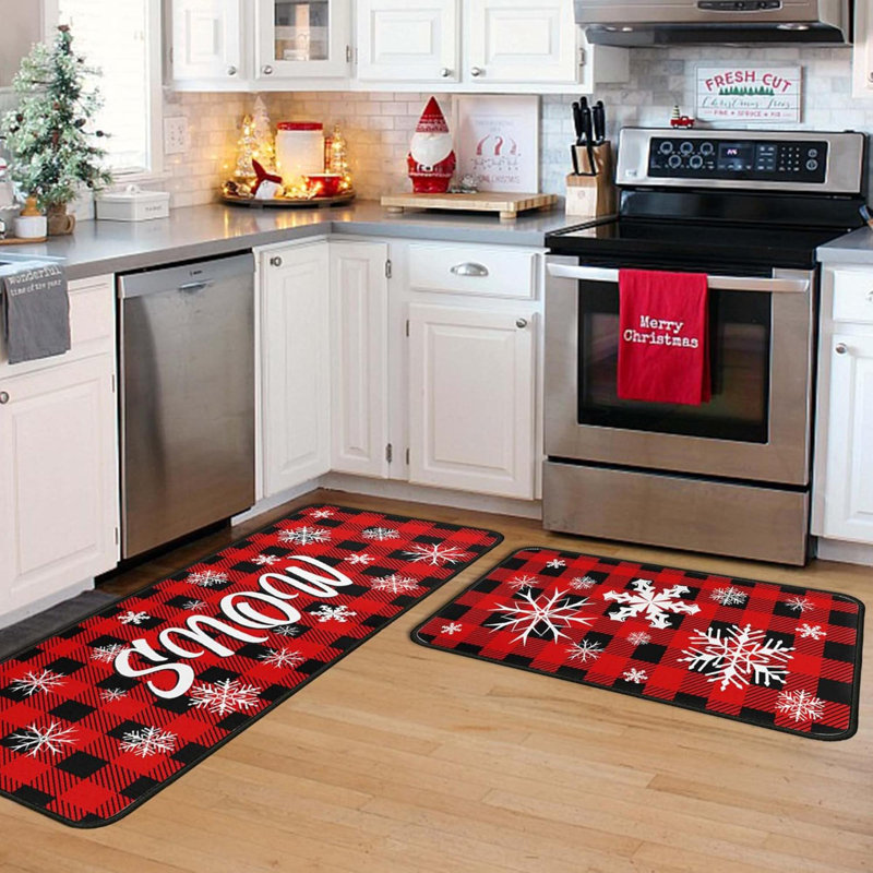 Ensemble de 2 tapis de cuisine et tapis de Noël à motif écossais Buffalo