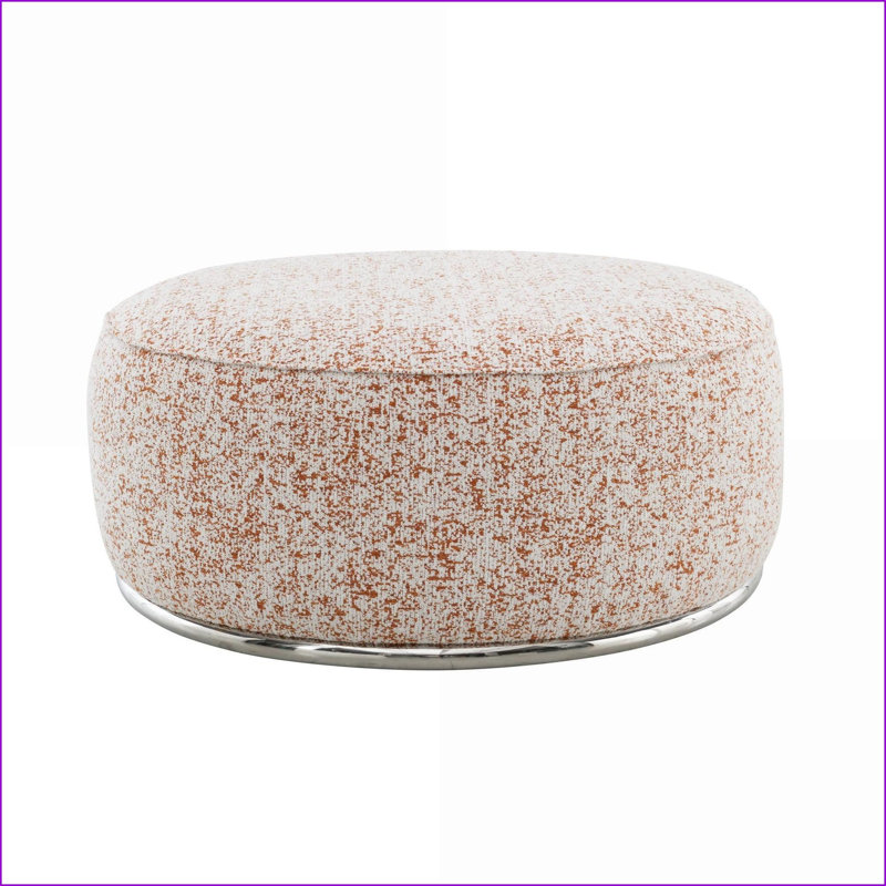Repose-pieds, boucle rose avec base en métal argenté brossé | Décoration de salon / vestibule