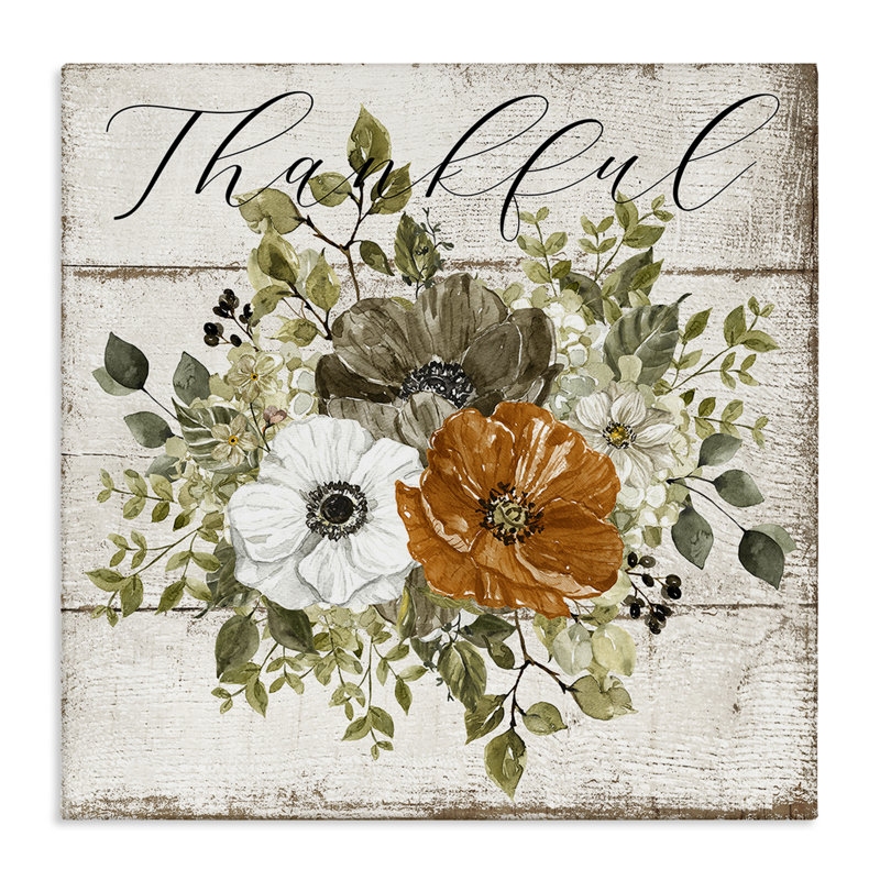 Art mural sur toile "Thankful Floral Pumpkin" par LSR Design Studio, H 24 po x l 24 po