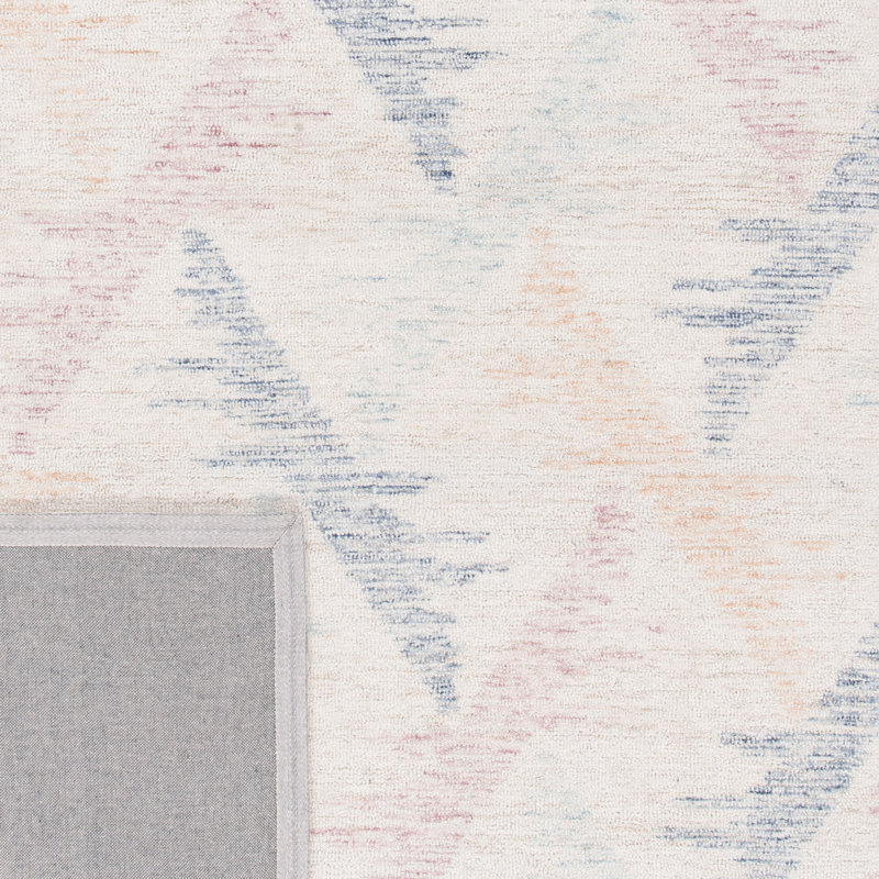 Tapis géométrique en laine et en coton touffeté à la main Damariscotta Drive, Tapis de couloir 2 pi 3 po x 8 pi