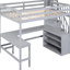 Lit mezzanine avec bureau en forme de L et rangement - Maximisez votre espace de vie encastré, configuration de chambre à coucher efficace-1530412318