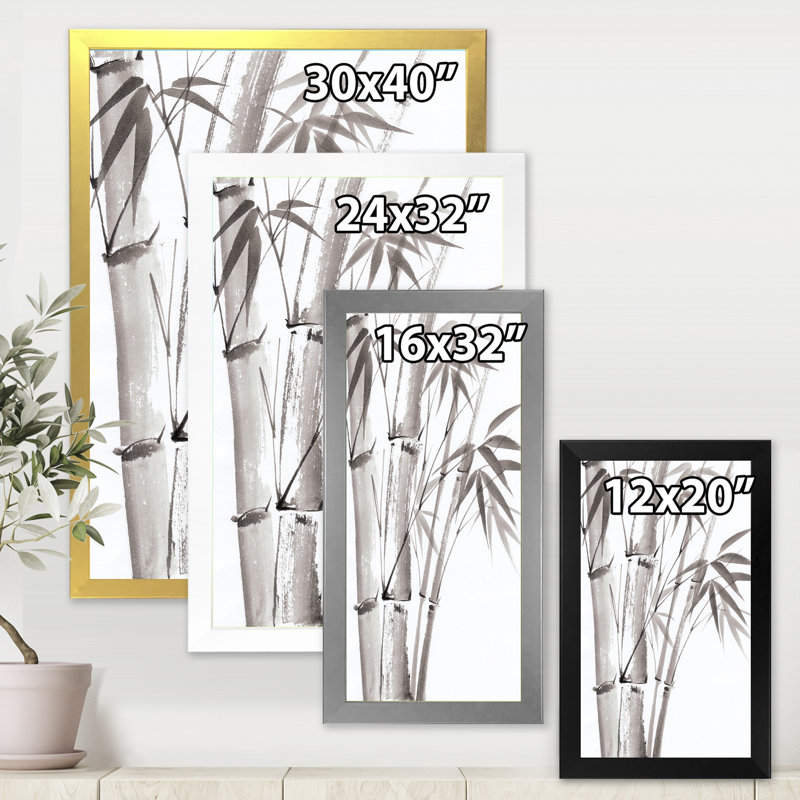 Palmier en bambou - III sur toile, H 32 po x l 24 po x P 1 po, Cadre noir