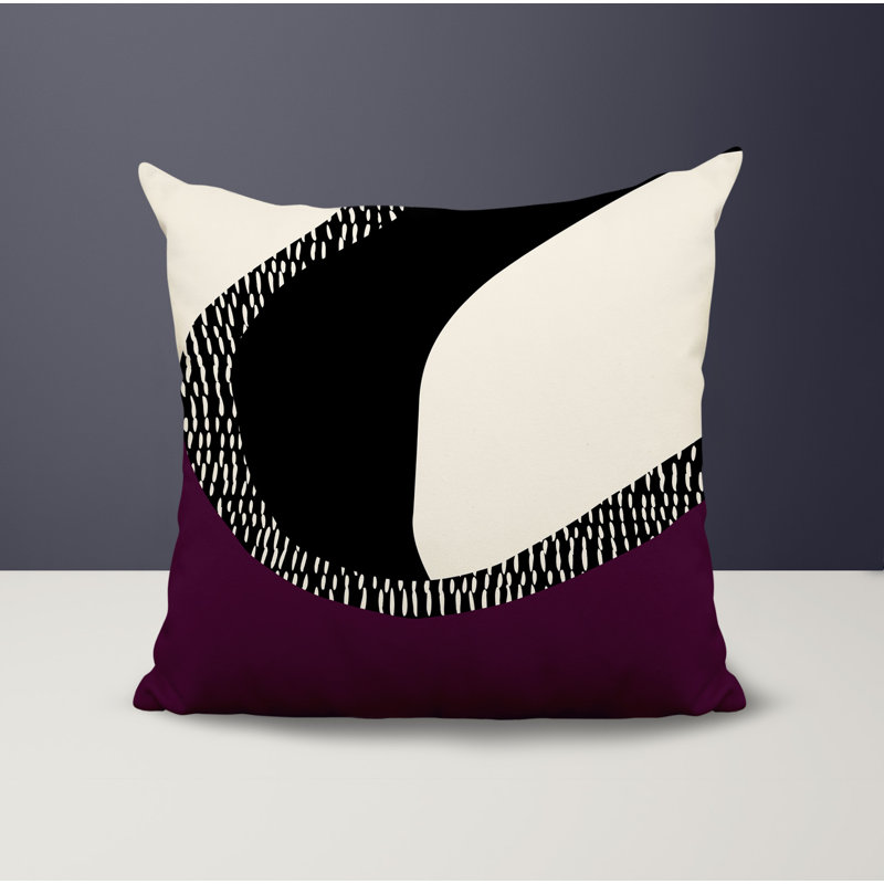 Coussin carré intérieur / extérieur pia, H 19 po x l 19 po, Purple/Black/Off-White