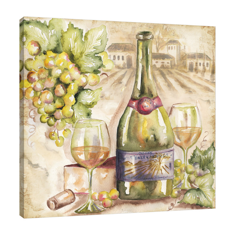 « aquarelle white wine », reproduction sur toile tendue, H 12 po x l 12 po