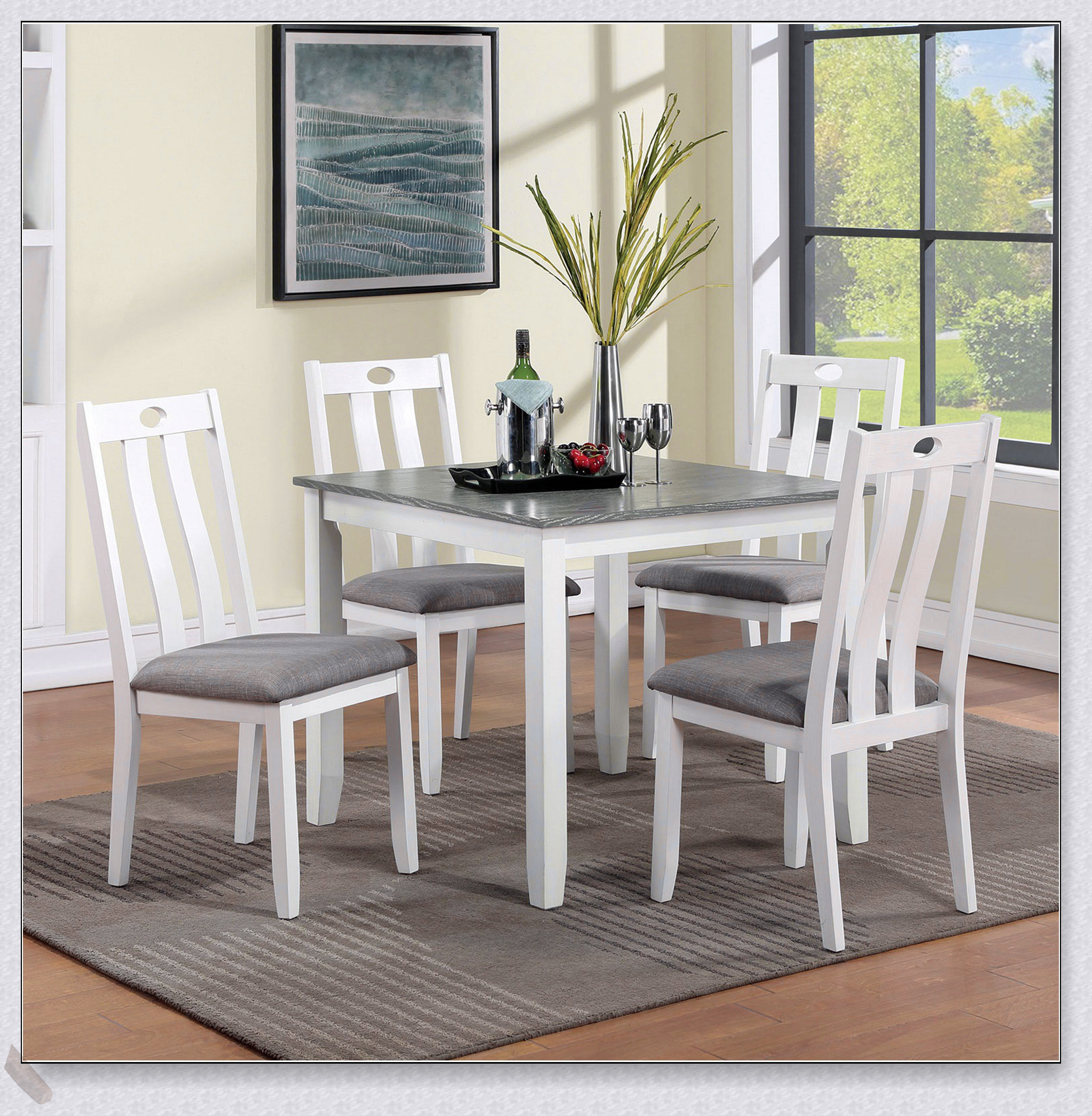 Latitude Run® Modern White Solid Wood 5-Piece Dining Set with Table and ...