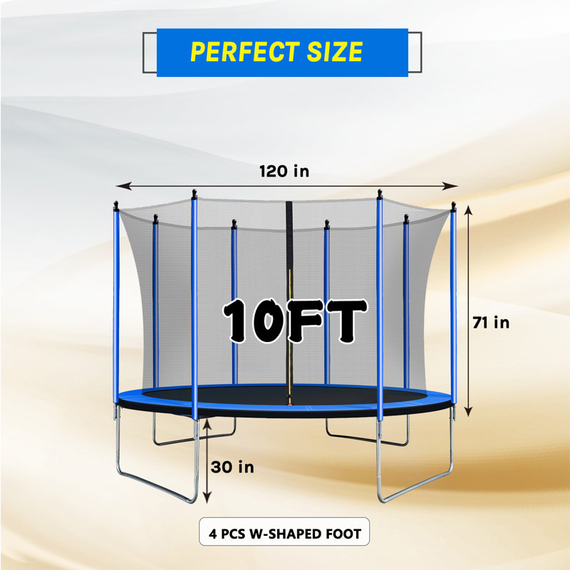 SKYBOUND Round Backyard Trampoline with Safety Enclosure, Blue