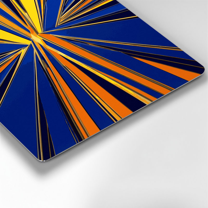 Hard Edge 3, art mural en métal bleu, H 8 po x l 10 po