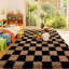 Tapis à carreaux noir et chameau pour l'intérieur, adapté aux salons, aux chambres et aux chambres d'enfants.-2030541860-2030541885