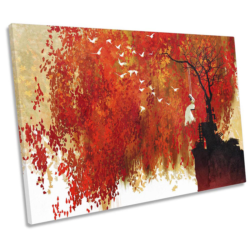 Autumn Swing Floral Doves - Wrapped Canvas Print, 30.5cm H x 45.7cm W x 2cm D