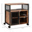 Rustic Brown Printer Cart With Ac Outlets. Organize Your Office Space. Mobile Stable Wheels. Versatile Furniture Power Ports. Charge Devices. Office. Piece