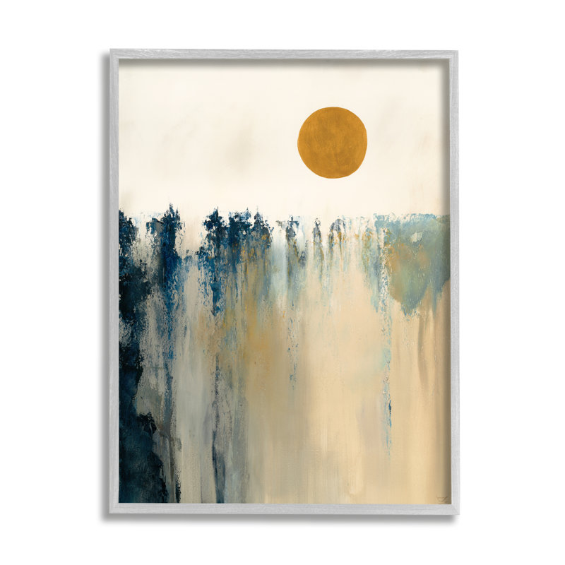 Motif abstrait de formes abstraites de paysage de soleil par Dina D''argo, L 16 po x H 20 po, Estampe numérique Farmhouse