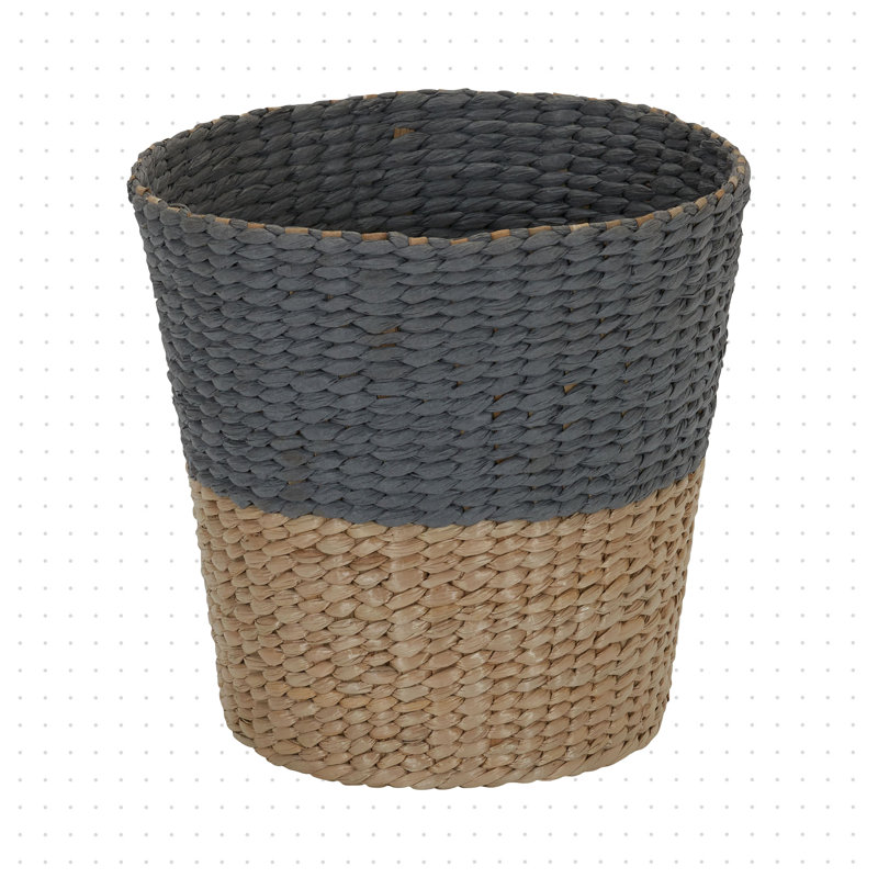 Bimal Wicker Open Waste Basket, 2 (Gallons), Gray Cattail