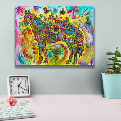 'Flower Horses' by Dean Russo Canvas Wall Art