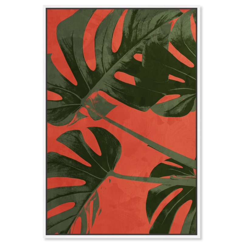 «Floral and Botanical Monstera Pop Botanicals», reproduction d'art sur toile, White Framed Canvas