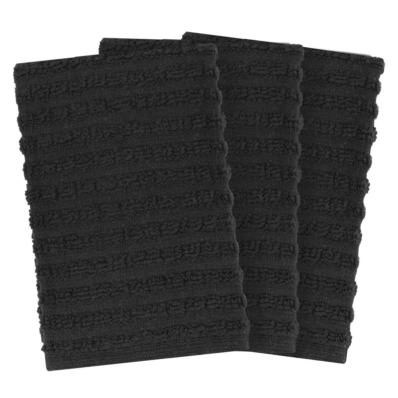 Cotton Waffle Dish Cloth Kitchen Towel, Black
