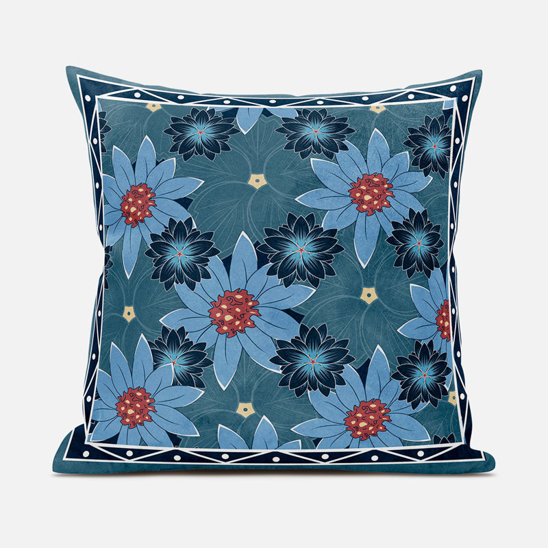 Coussin 26 x 26, Bleu/rouge