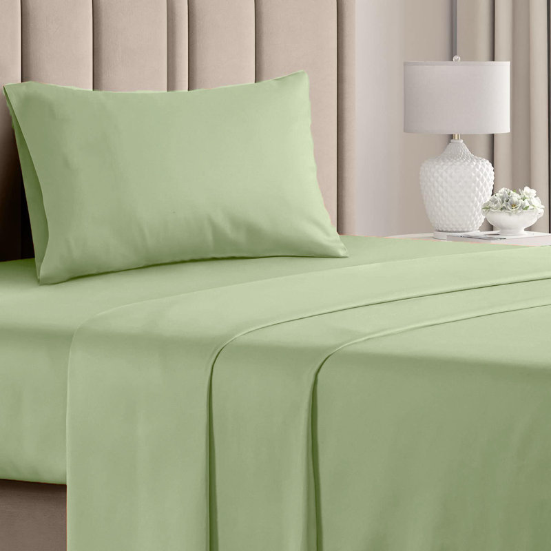  Premium Luxury 4 Piece Rayon from Bamboo Sheet Set, Twin Sheet Set with 2 Pillowcases, Light Olive