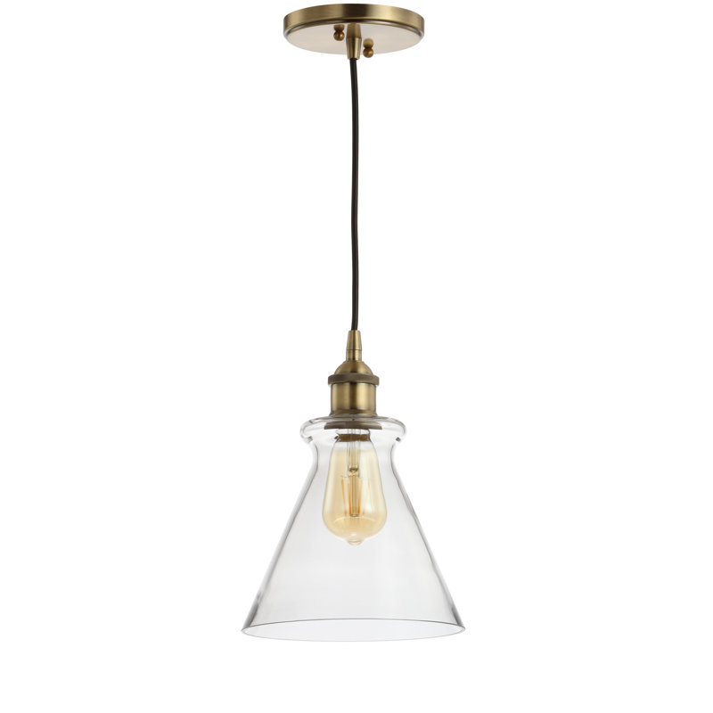 Luminaire suspendu conique à 1 lumière Rochelle, Laiton doré