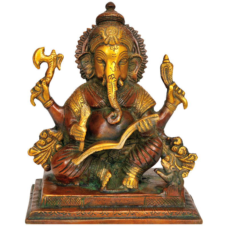 Statue de divinité indienne de 6 pouces, Ganesha écrit à la main en forme de Mahabharata, pose artistique Utkutakasana, décor d'étude, cadeau spirituel