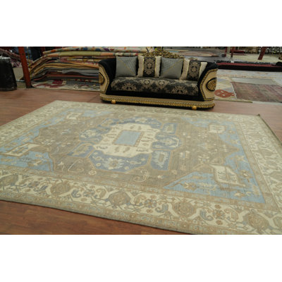 Tapis géométrique en laine Oushak